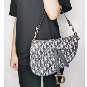 CHRISTIAN DIOR Oblique Small Saddle Shoulder Bag Made in Italy with Box, COA